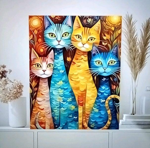 THE CATTAGE-Cute Vibrant Cat Paint By Numbers Mural Perfect For All Ages Carousel 1