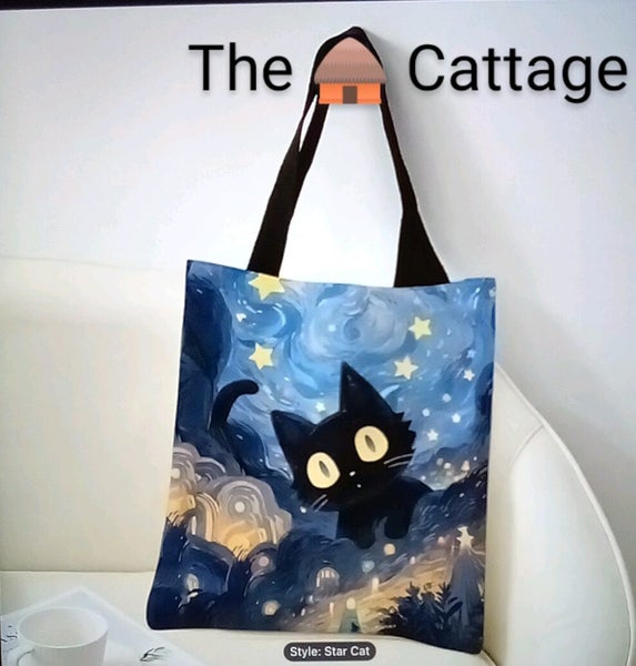 THE CATTAGE - Whimsical Cat Tote Bag Add Cuteness To Your Outings Carousel 1