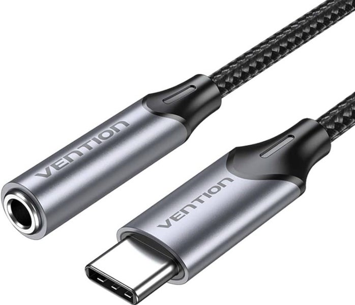 Vention USB-C Male to 3.5MM Earphone Jack With DAC Adapter 1M Gray Aluminum A... Carousel 1