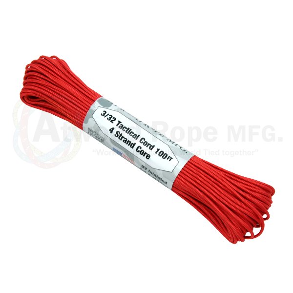 Atwood Paracord 275 - 2.4mm Red 4 Strand 30m/100ft Carousel 1