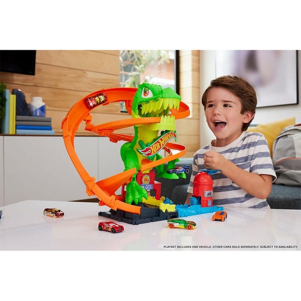 Hot Wheels Toy Car Track Set City T-Rex Blaze Battle Playset for Age4+ Carousel 1