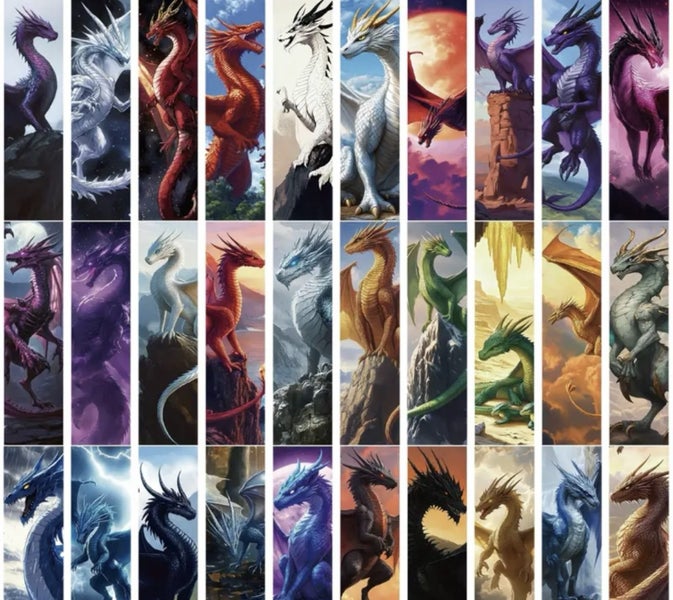 30 x Dragon style bookmarks. 1 pack (30 pieces) Carousel 1