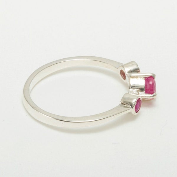 White Gold Natural Ruby Womens Trilogy Ring - Full 14ct Gold UK Hallmark Carousel 2