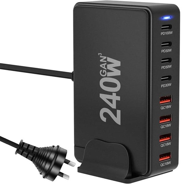 USB C Charger 240W USB C Charger Block 8-Port Fast Charging Station Hub-Black Carousel 1