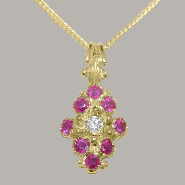 Gold Cubic Zirconia & Ruby Womens Pendant & Chain Carousel 1