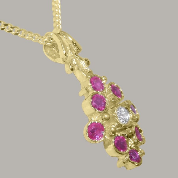 Gold Cubic Zirconia & Ruby Womens Pendant & Chain Carousel 2