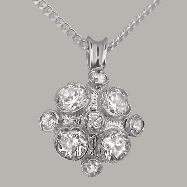 Sterling Silver Cubic Zirconia Womens Vintage Pendant - Full UK Hallmark Carousel 1