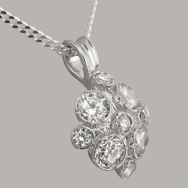 Sterling Silver Cubic Zirconia Womens Vintage Pendant - Full UK Hallmark Carousel 2