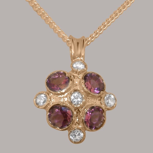 Rose Gold Cubic Zirconia Pink Tourmaline Vintage Pendant - Full UK Hallmark Carousel 1