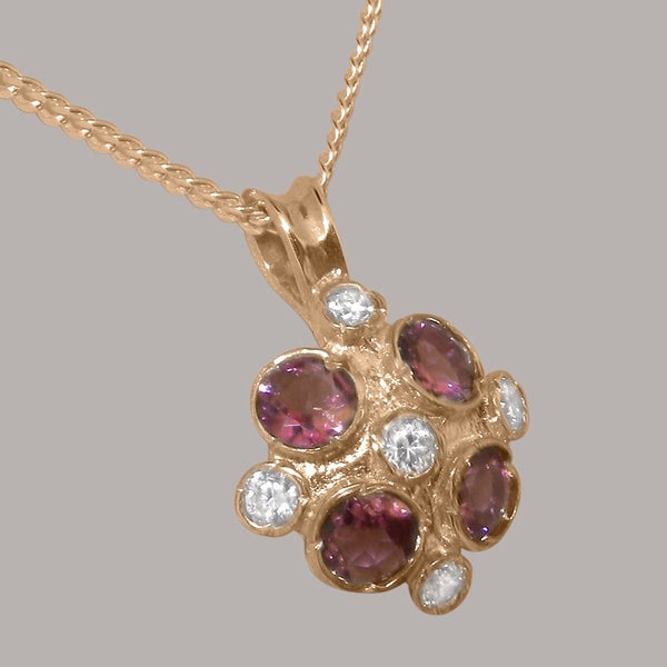Rose Gold Cubic Zirconia Pink Tourmaline Vintage Pendant - Full UK Hallmark Carousel 2