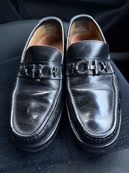 Salvatore Ferragamo Men’s Black Leather Loafers – Size UK 8 (EEE Width) Carousel 1
