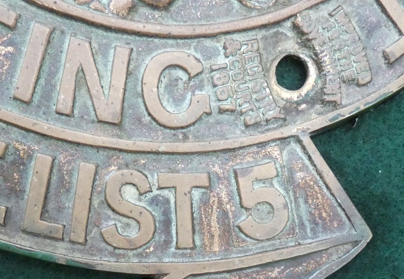 Antique Brass MILNERS' Patent FIRE & THIEF RESISTING List 5 SAFE Maker's Plaque Carousel 2