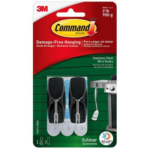 3M 70006953593 Command Outdoor Hook 17065S-AWES Medium Steel Wire, Pack of 2 Carousel 1