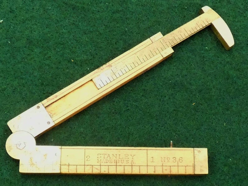 Antique Stanley # 36 Ruler Carpenter's Caliper Rule 1854 -1949 Bowood & Brass Carousel 1