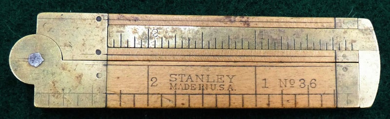 Antique Stanley # 36 Ruler Carpenter's Caliper Rule 1854 -1949 Bowood & Brass Carousel 2