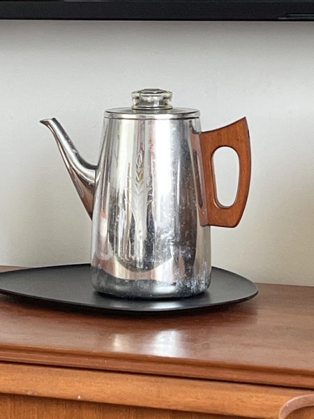 Mid century coffee perk .wooden handled. Carousel 1