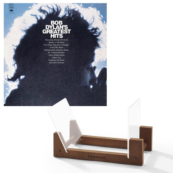 Bob Dylan Greatest Hits Vinyl Album & Crosley Record Storage Display Stand Carousel 1