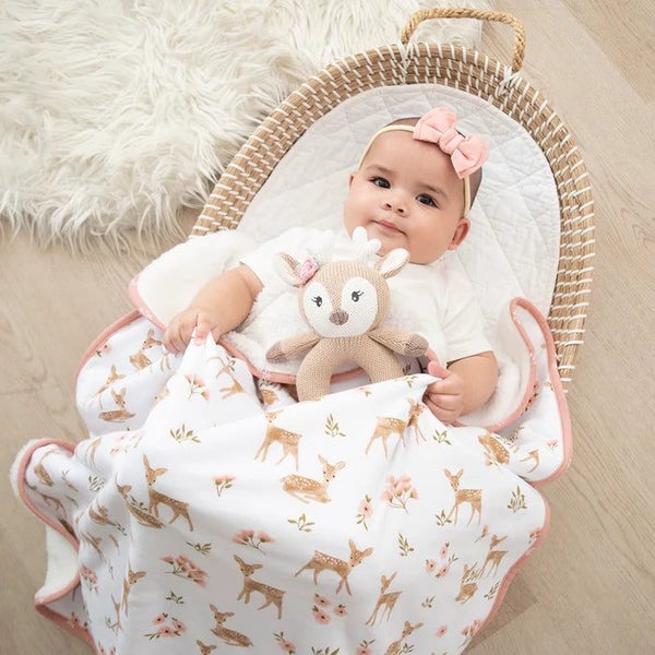 Organic Jersey Sherpa Baby Blanket Sophia Garden - Living Textiles Carousel 2