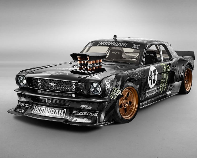 Framed $1 RESERVE 1 Panel Canvas Art Print - Ken block's Ford Mustang Carousel 1