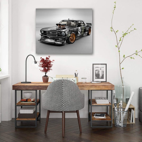 Framed $1 RESERVE 1 Panel Canvas Art Print - Ken block's Ford Mustang Carousel 4