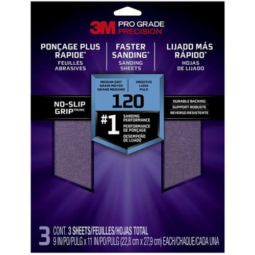 3M 70006976966 Pro Grade Precision Sanding Sheets 26120TRI-3 120 Grit, Pack of Carousel 1
