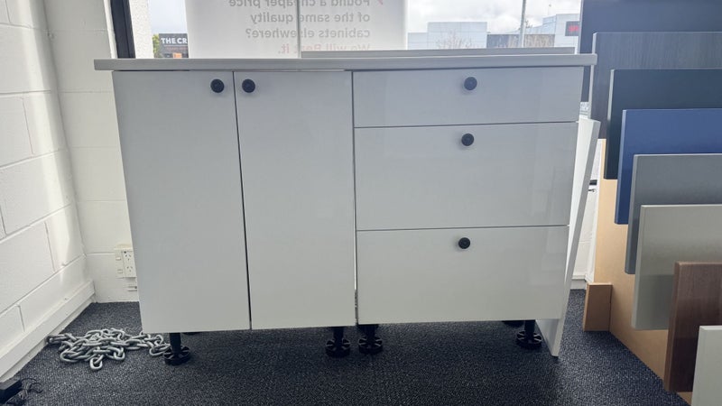 1200mm High Gloss White Kitchenette - FULLY ASSEMBLED Carousel 1