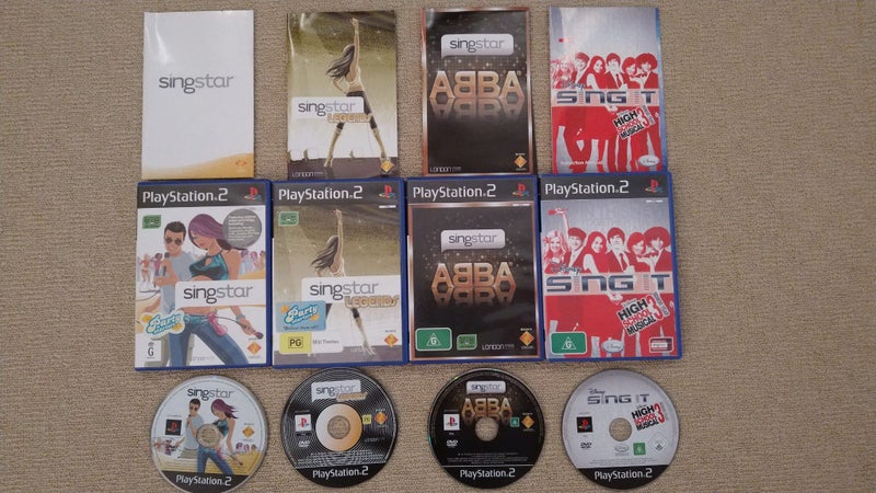 PS2 Playstation 2 Bundle, Dance Mat, Eye Toy plus lens, Microphones, Buzz, Games Carousel 2