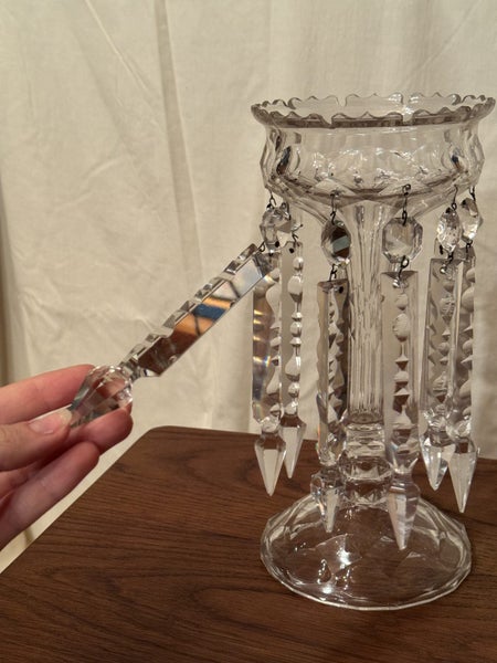 Cut Glass Mantel Lustres - Antique Pair Carousel 2