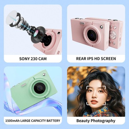 Digital Camera Pink 4K Vlogging Camera Vintage Camera Green Carousel 2