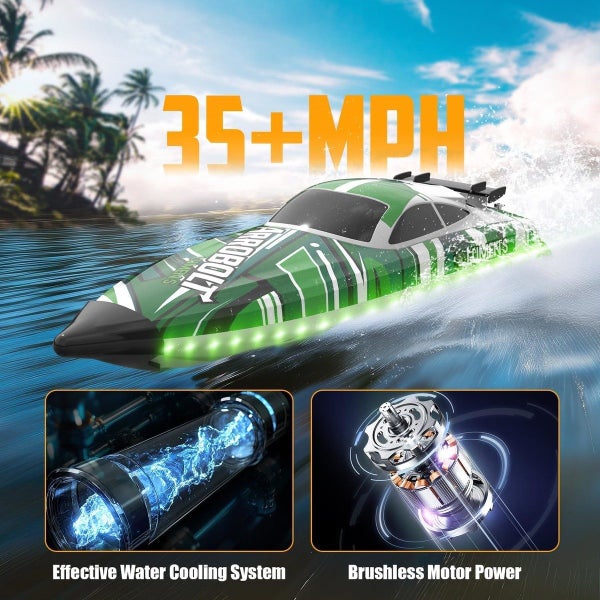 Brushless RC Boats for Men Women 35+MPH Fast Remote Control Boat Green Carousel 2