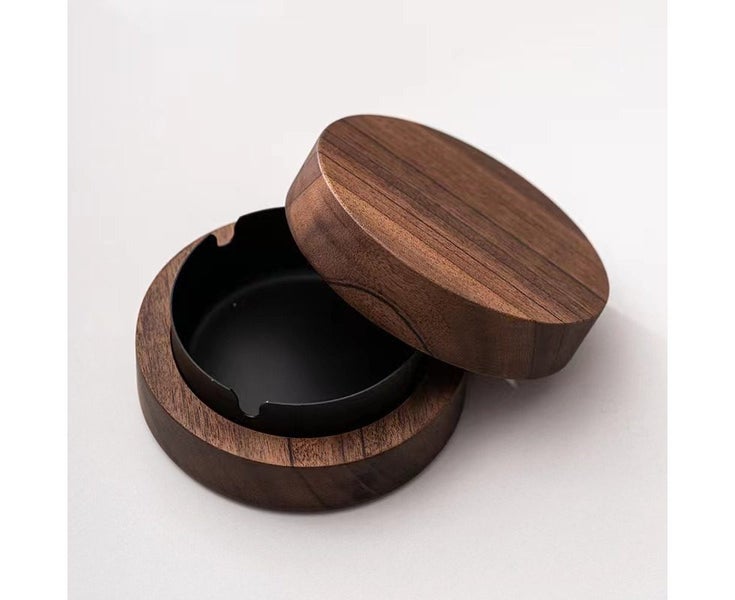 Ashtray with lid walnut table top ashtray stainless steel windproof ashtray Carousel 1