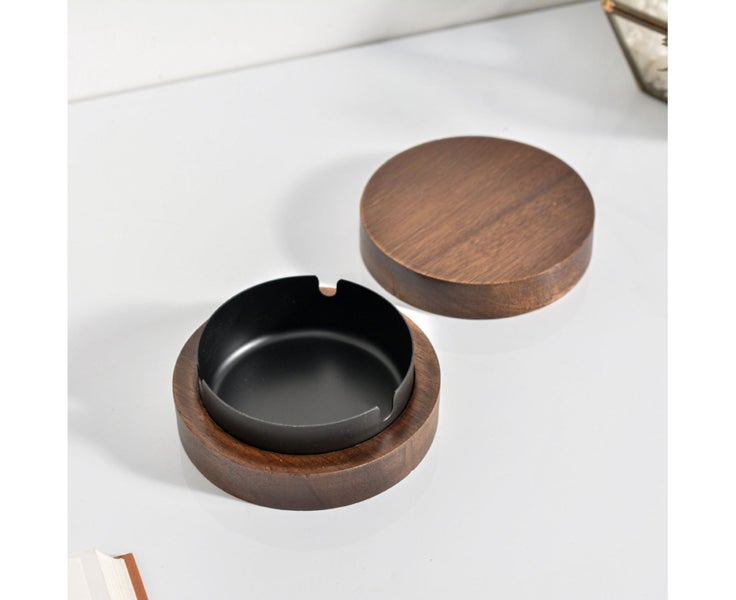 Ashtray with lid walnut table top ashtray stainless steel windproof ashtray Carousel 2