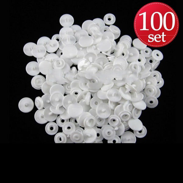 100 Set Size 20 T5 White Plastic Resin Press Studs Snap Fasteners Poppers Carousel 1