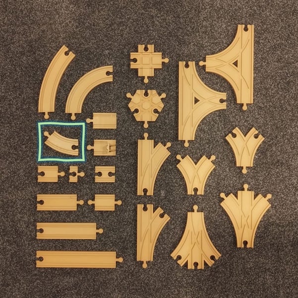 7.5cm 45° Corner - Train Tracks, 3D Printed by The Useful Kiwi Carousel 1