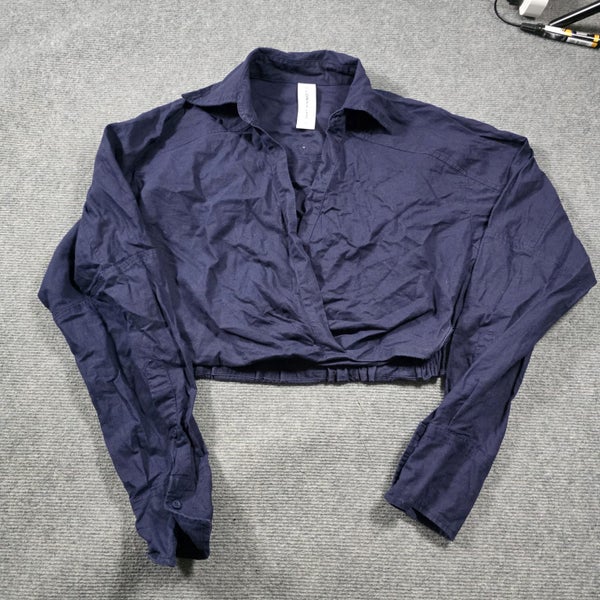 Lorna Jane Long Sleeve Cropped Shirt Navy Blue Small Carousel 1