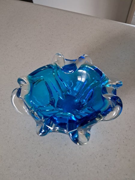 Blue vintage Murano Glass ashtray Carousel 1