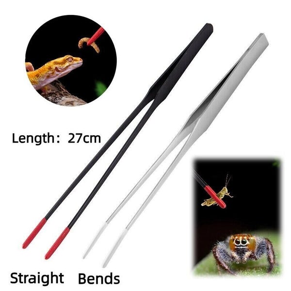 Stainless Steel Feeding Tongs Tweezers Reptile Pet Hamster Long Handle Feeder Carousel 1