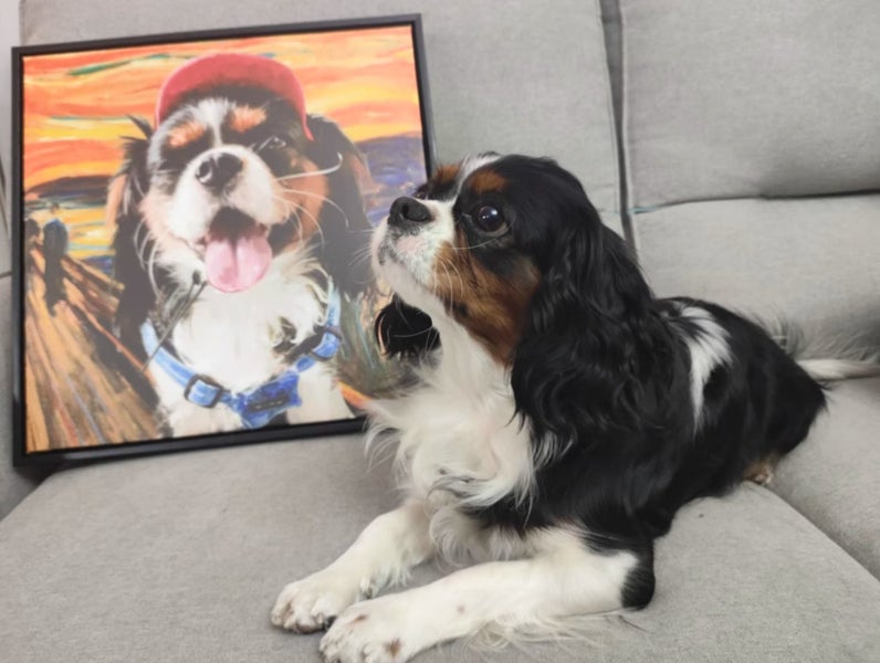 Custom Pet Portrait – Hand-Painted Oil or Digital Painted Style | 40x40cm Framed Carousel 1