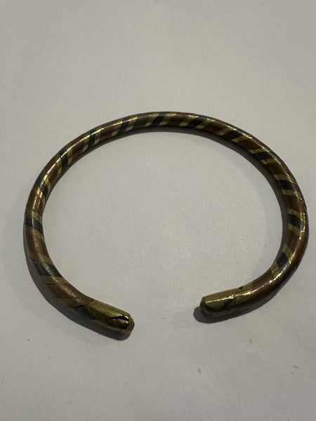 Silver Marcasite Brooch and Vintage Spiral Stripes Copper Brass Cuff Bracelet Carousel 2