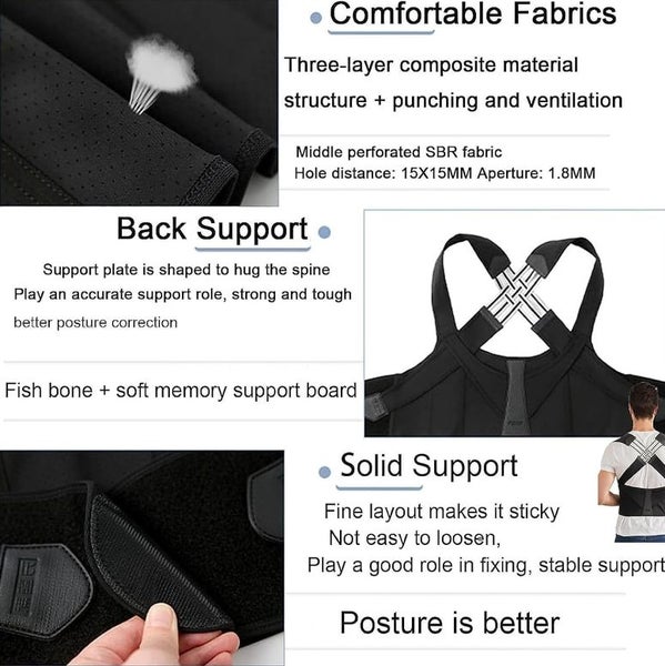 Adjustable Back Shoulder Posture Corrector Belt PosturePro XL Black Snap Deal Carousel 5
