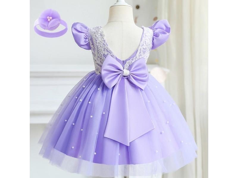 12M Baby Girl Baptism Dress Ruffle Sleeve Princess Tutu Gown Carousel 1