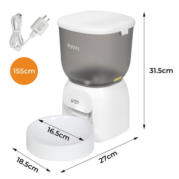 Pawz 4L Automatic Pet Feeder Dog Cat Wifi Auto Smart Food Dispenser Timer Feed Carousel 10