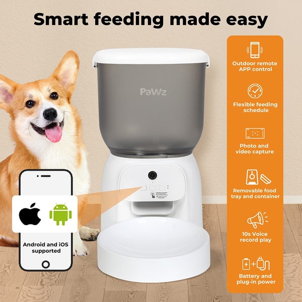 Pawz 4L Auto Pet Feeder Automatic Camera Cat Dog Smart WiFi App Food Dispenser Carousel 2