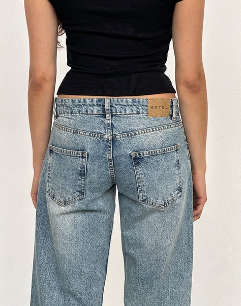 MOTEL Denim Size W28/L30 Low Rise Parallel Jeans in Vintage Blue Wash Carousel 2