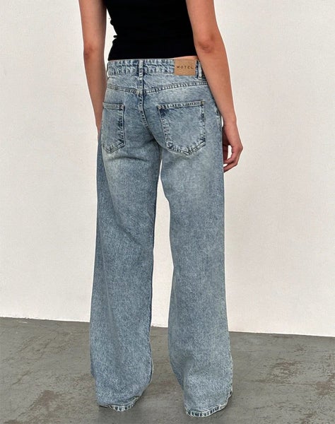 MOTEL Denim Size W28/L30 Low Rise Parallel Jeans in Vintage Blue Wash Carousel 4