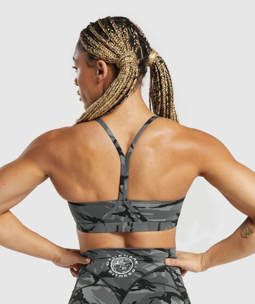 GYMSHARK Size S Legacy Printed Sports Bra light support Grey Carousel 2