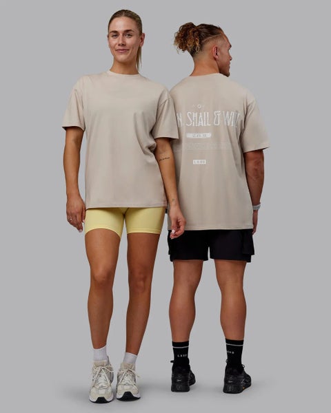 LSKD Size S Sara I Can Shall Will FLXCotton Tee Shale Beige-White Carousel 1