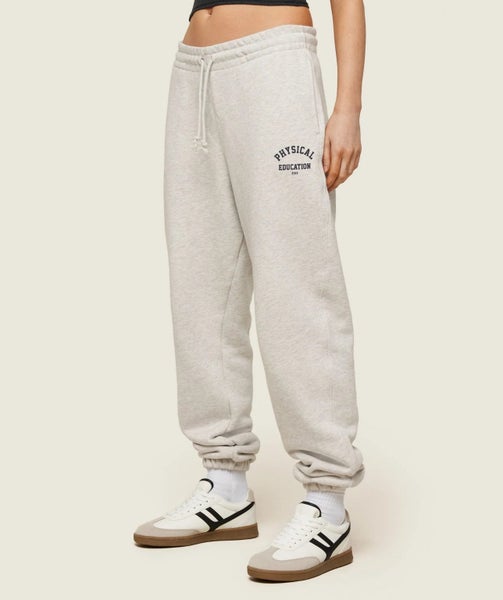 GYMSHARK Size S Phys Ed Logo Sweatpants oversized fit Light Grey Marl Carousel 1