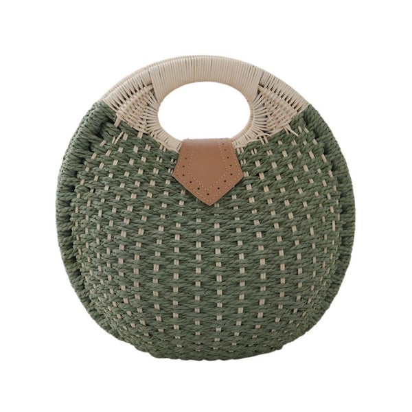 Elosung Boho Circle Straw Bag Stylish Woven Tote With Round Handles Carousel 1