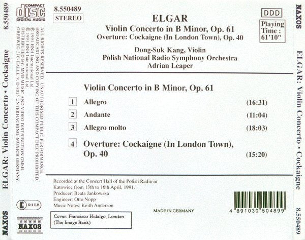 Elgar, Dong-Suk Kang, Leaper – Violin Concerto / Overture: Cockaigne Carousel 2